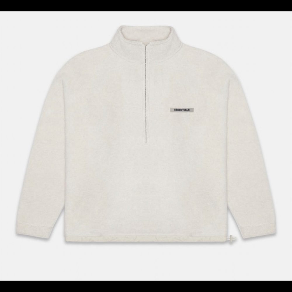 Fear Of God – FOG Essentials Oatmeal Polar Fleece Half Zip Pullover